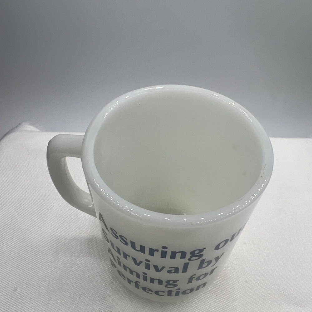 Vtg Anchor Hocking Mug Cup Milk Glass Asap Assuring Survival Perfection 20 301 - Picture 3 of 5